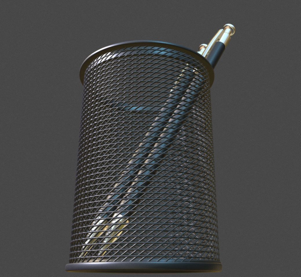 Wire Mesh Scissor Pen Pencil Holder 3D model_8