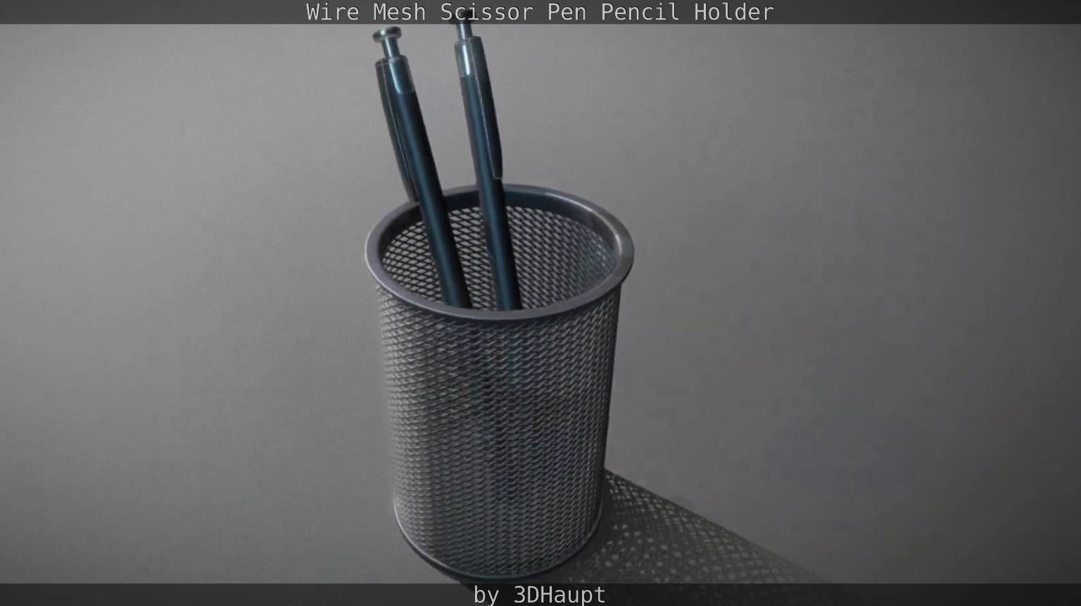 Wire Mesh Scissor Pen Pencil Holder 3D model_89