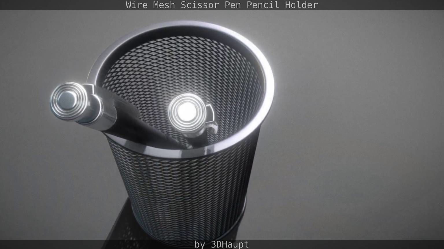 Wire Mesh Scissor Pen Pencil Holder 3D model_41
