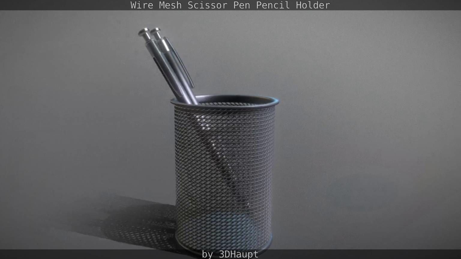 Wire Mesh Scissor Pen Pencil Holder 3D model_39