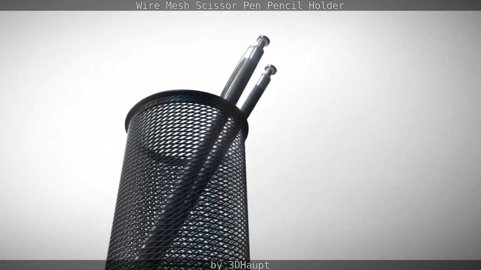 Wire Mesh Scissor Pen Pencil Holder 3D model_84