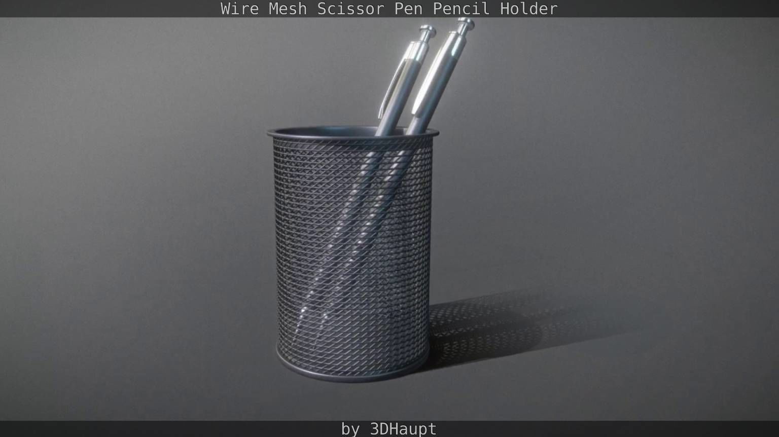 Wire Mesh Scissor Pen Pencil Holder 3D model_54