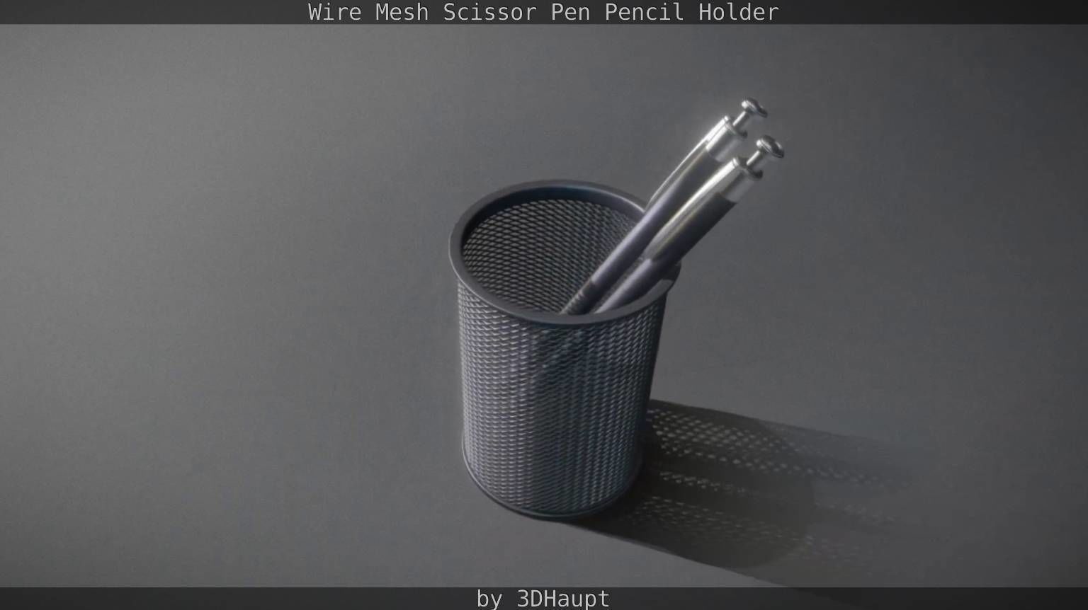Wire Mesh Scissor Pen Pencil Holder 3D model_77