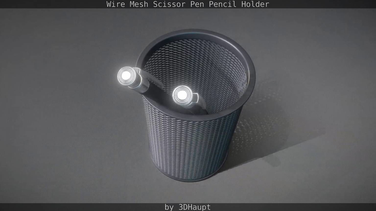 Wire Mesh Scissor Pen Pencil Holder 3D model_96