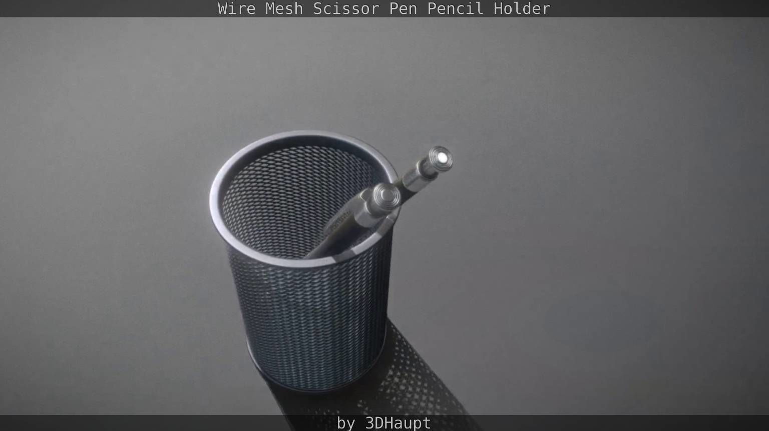 Wire Mesh Scissor Pen Pencil Holder 3D model_83