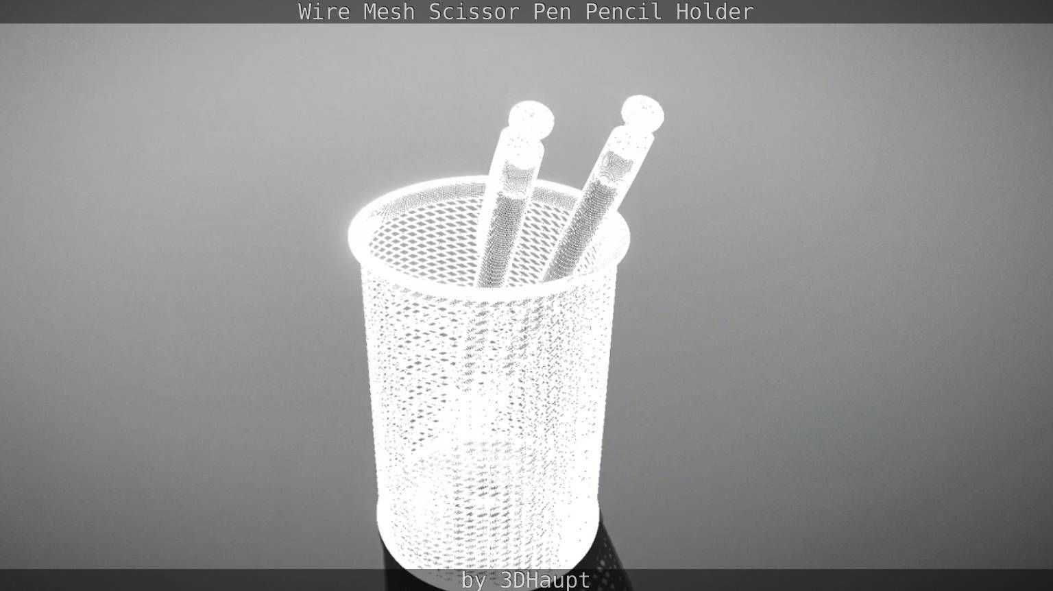 Wire Mesh Scissor Pen Pencil Holder 3D model_69