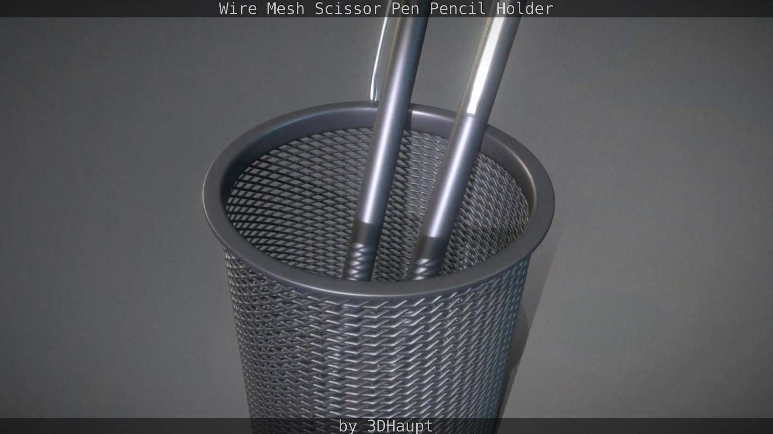 Wire Mesh Scissor Pen Pencil Holder 3D model_34