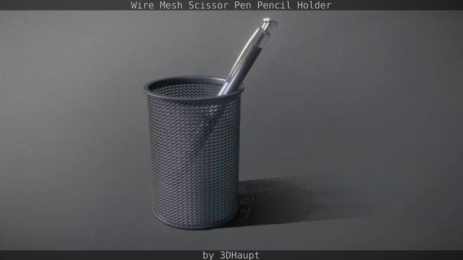 Wire Mesh Scissor Pen Pencil Holder 3D model_18