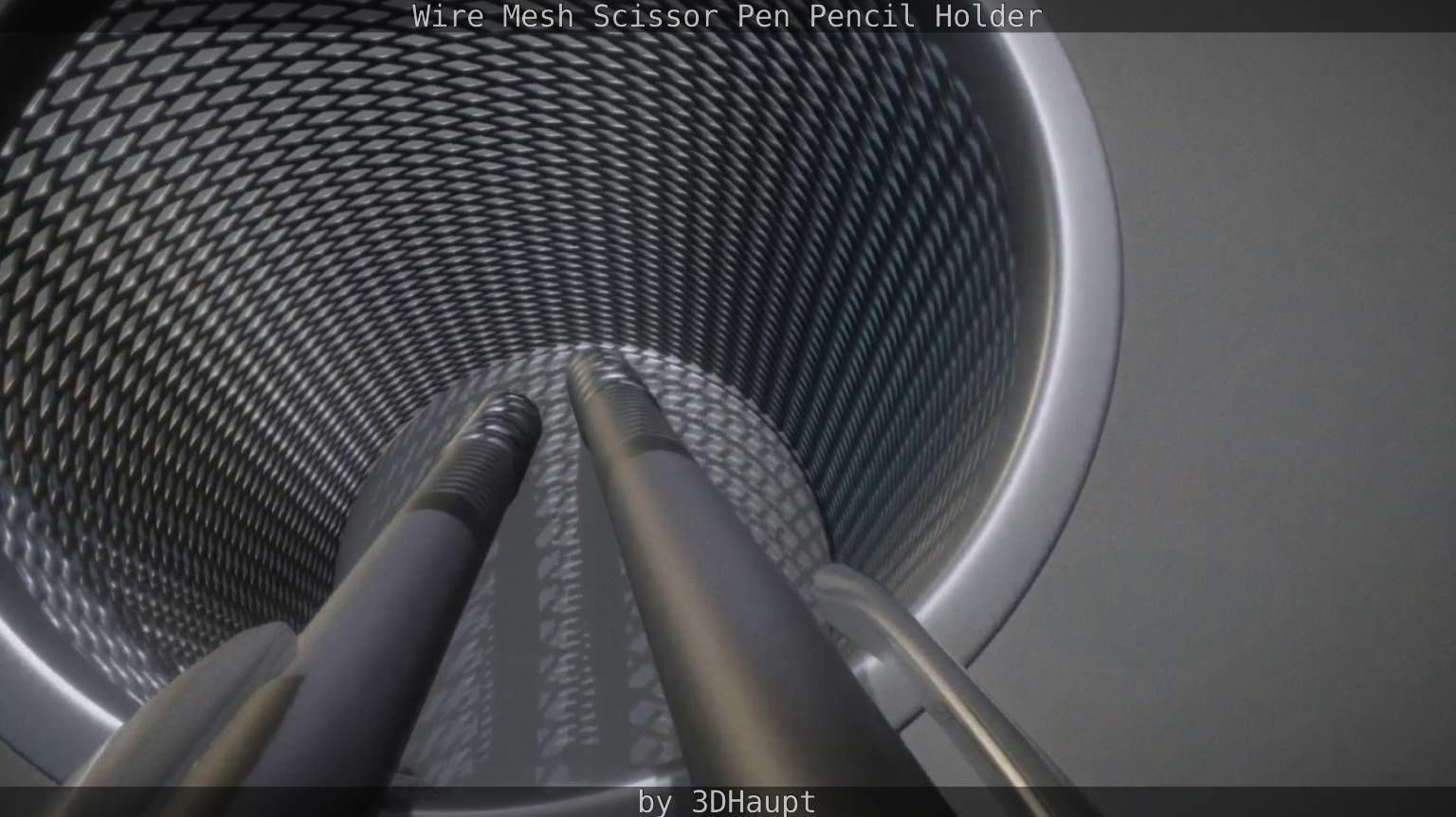 Wire Mesh Scissor Pen Pencil Holder 3D model_43
