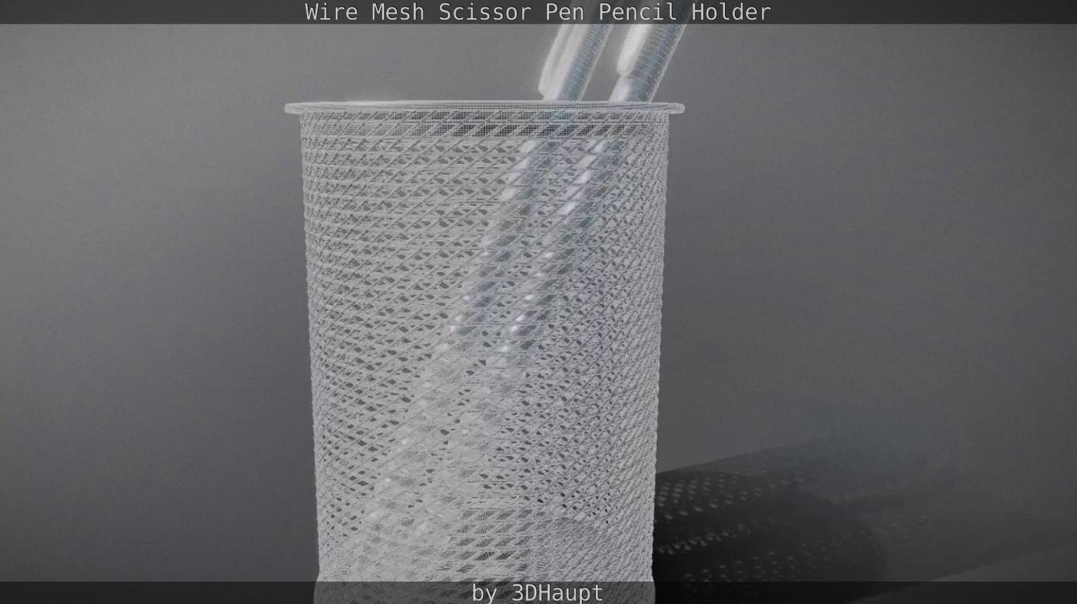 Wire Mesh Scissor Pen Pencil Holder 3D model_56