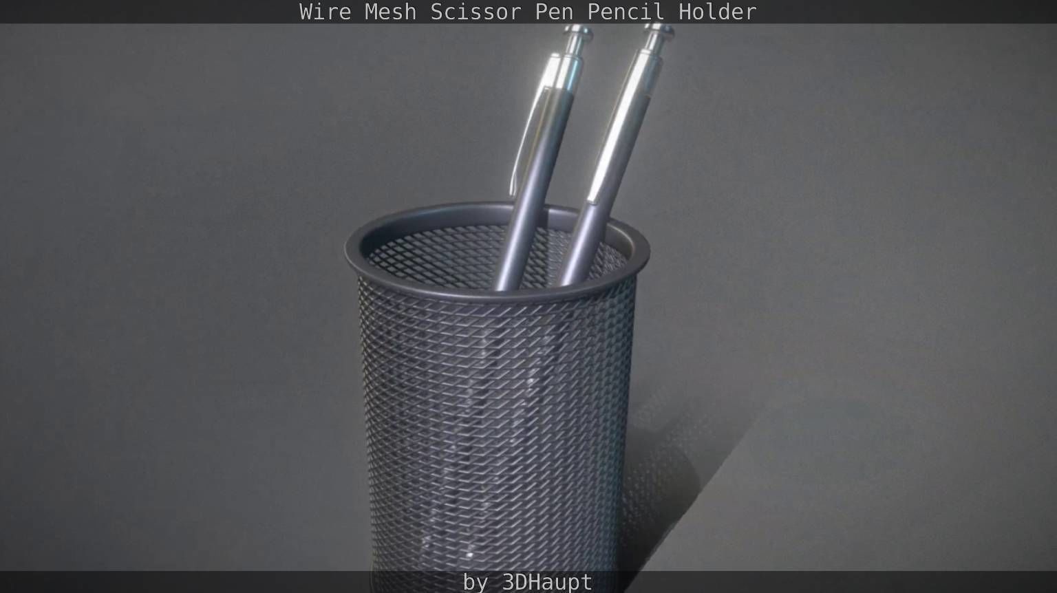 Wire Mesh Scissor Pen Pencil Holder 3D model_35