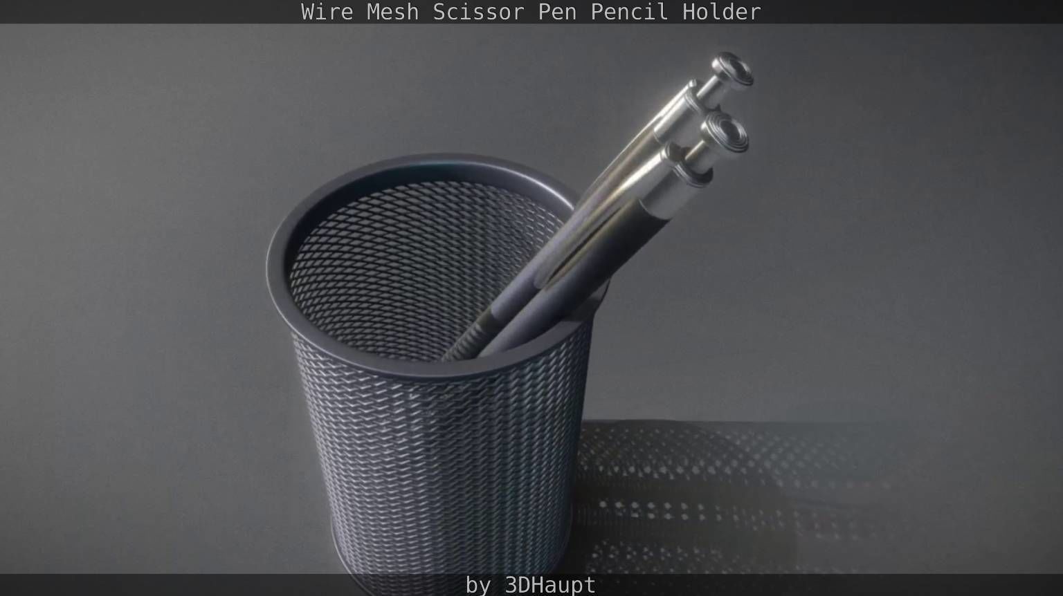 Wire Mesh Scissor Pen Pencil Holder 3D model_25