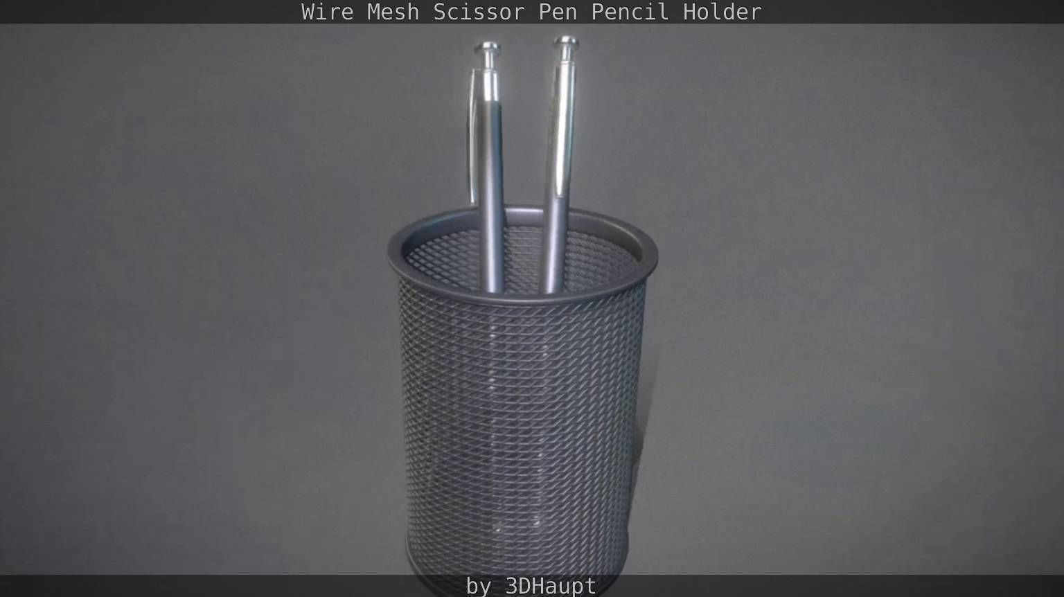 Wire Mesh Scissor Pen Pencil Holder 3D model_38