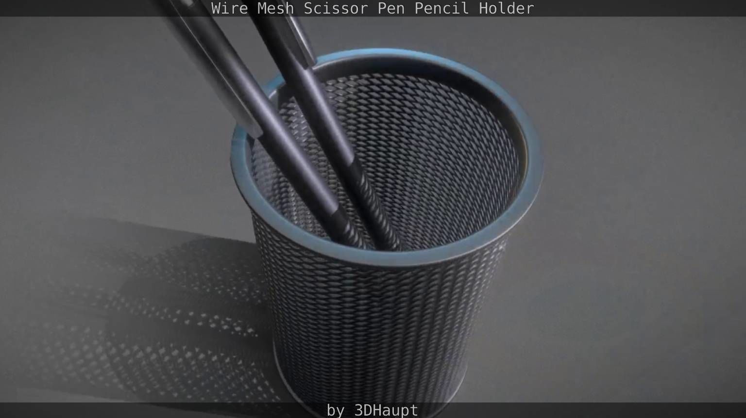Wire Mesh Scissor Pen Pencil Holder 3D model_28