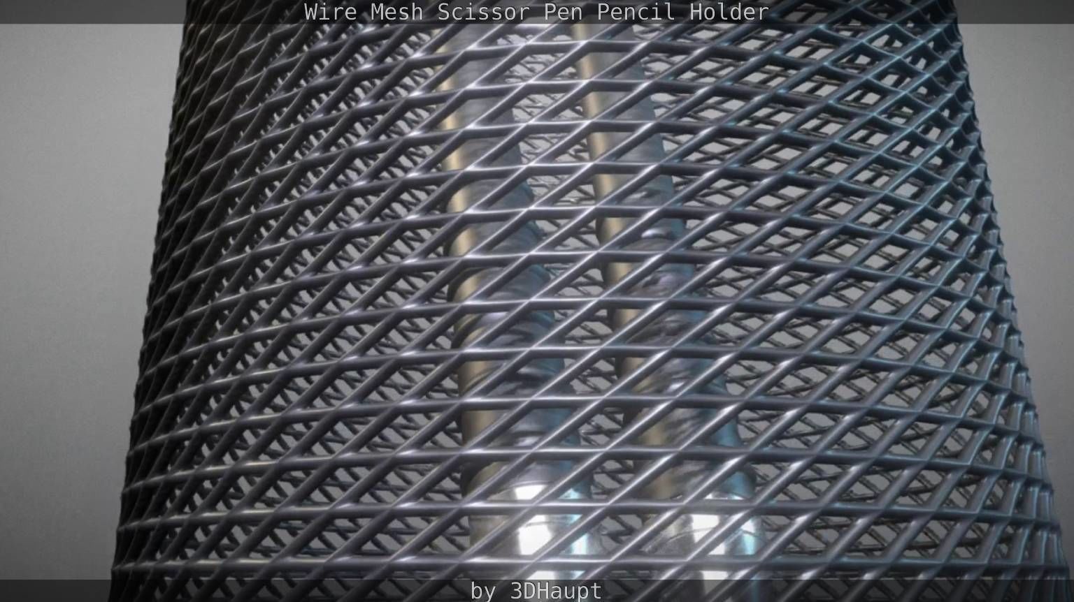 Wire Mesh Scissor Pen Pencil Holder 3D model_47