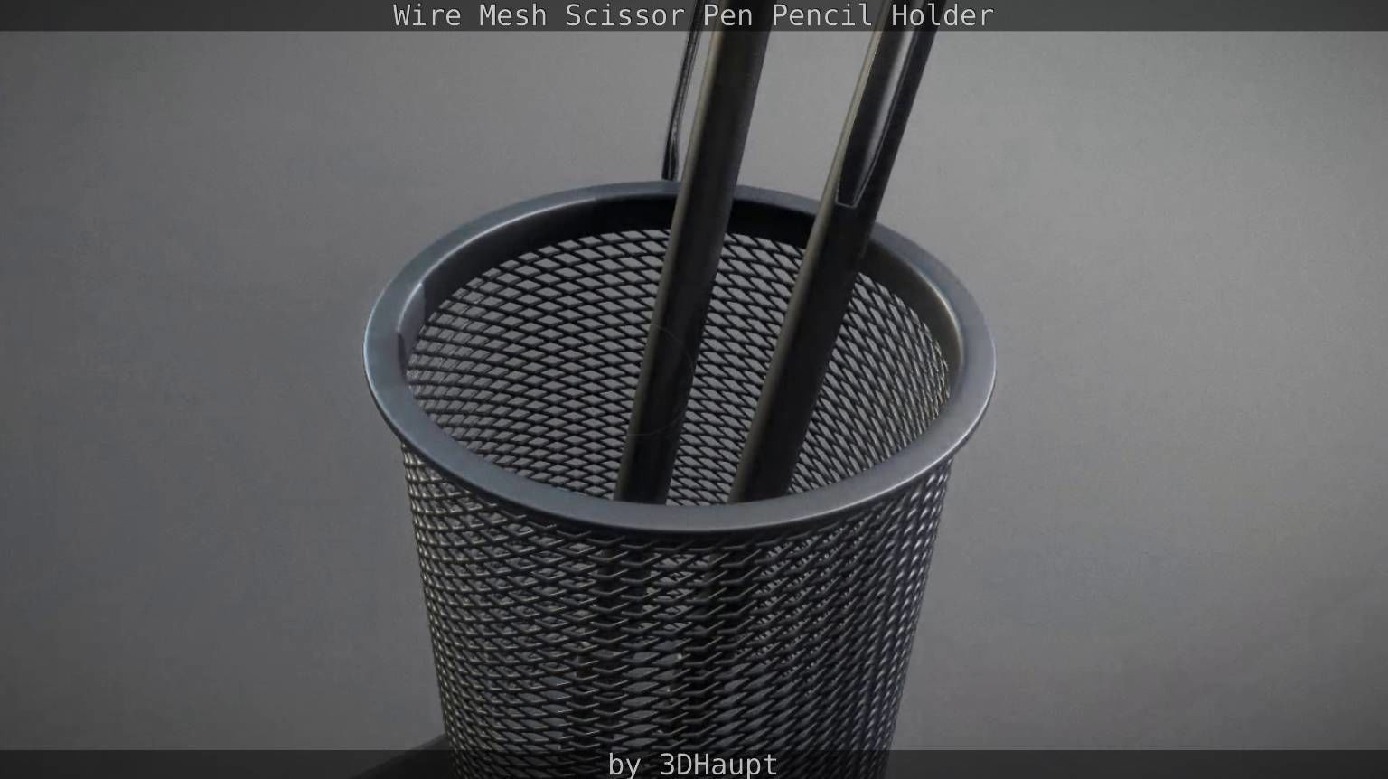 Wire Mesh Scissor Pen Pencil Holder 3D model_32