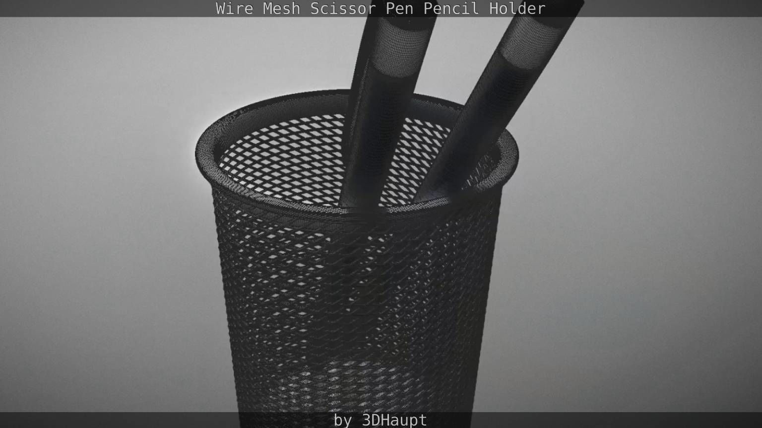 Wire Mesh Scissor Pen Pencil Holder 3D model_71