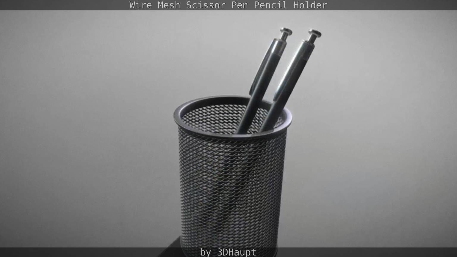 Wire Mesh Scissor Pen Pencil Holder 3D model_88