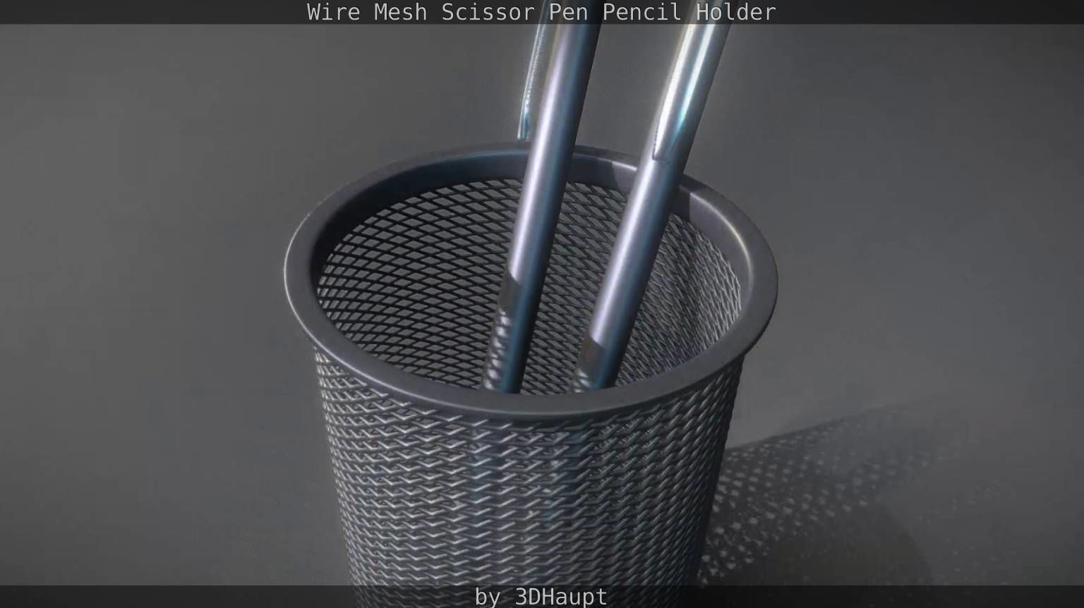 Wire Mesh Scissor Pen Pencil Holder 3D model_33