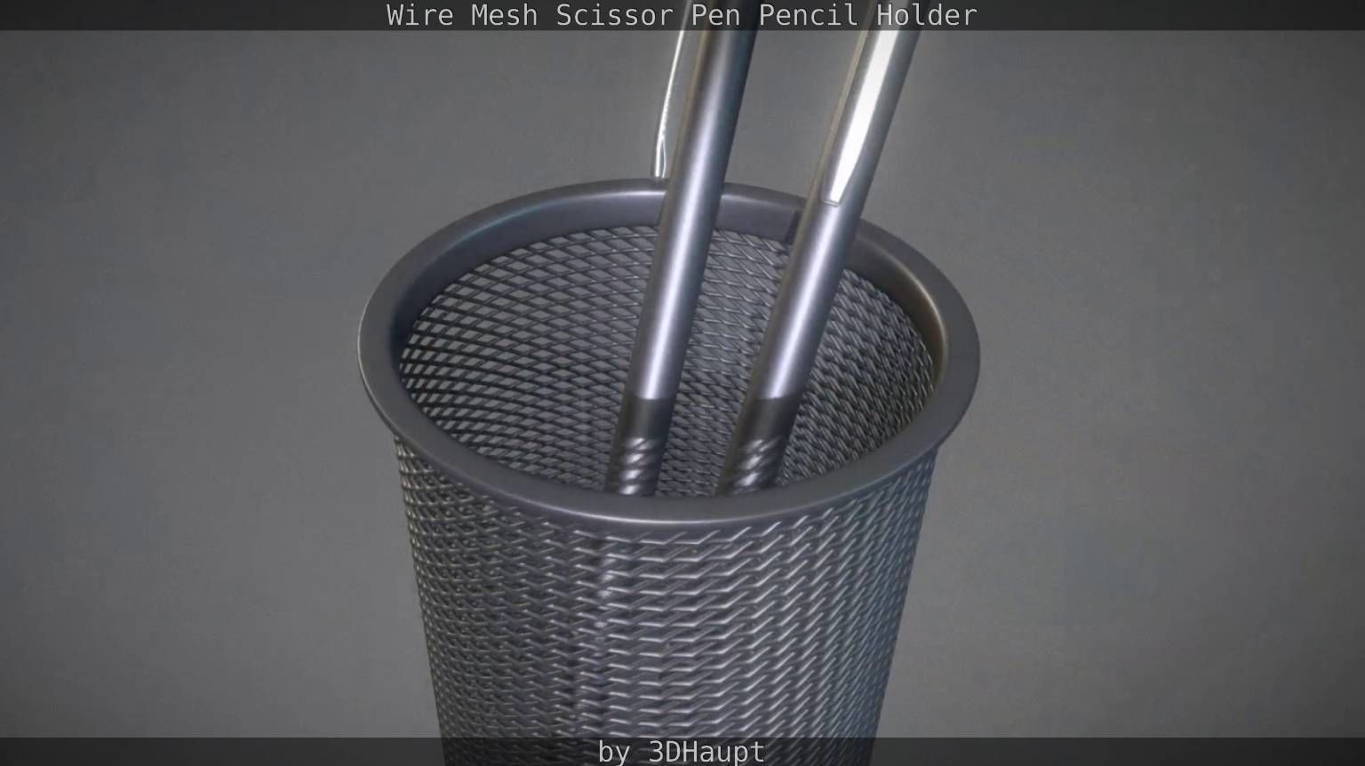Wire Mesh Scissor Pen Pencil Holder 3D model_31