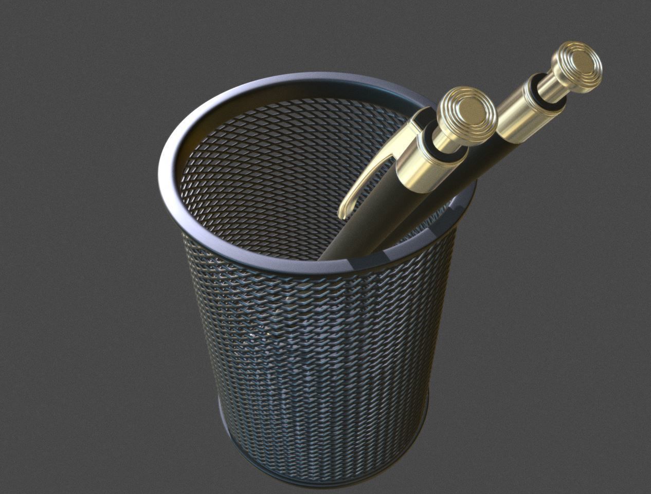 Wire Mesh Scissor Pen Pencil Holder 3D model_6