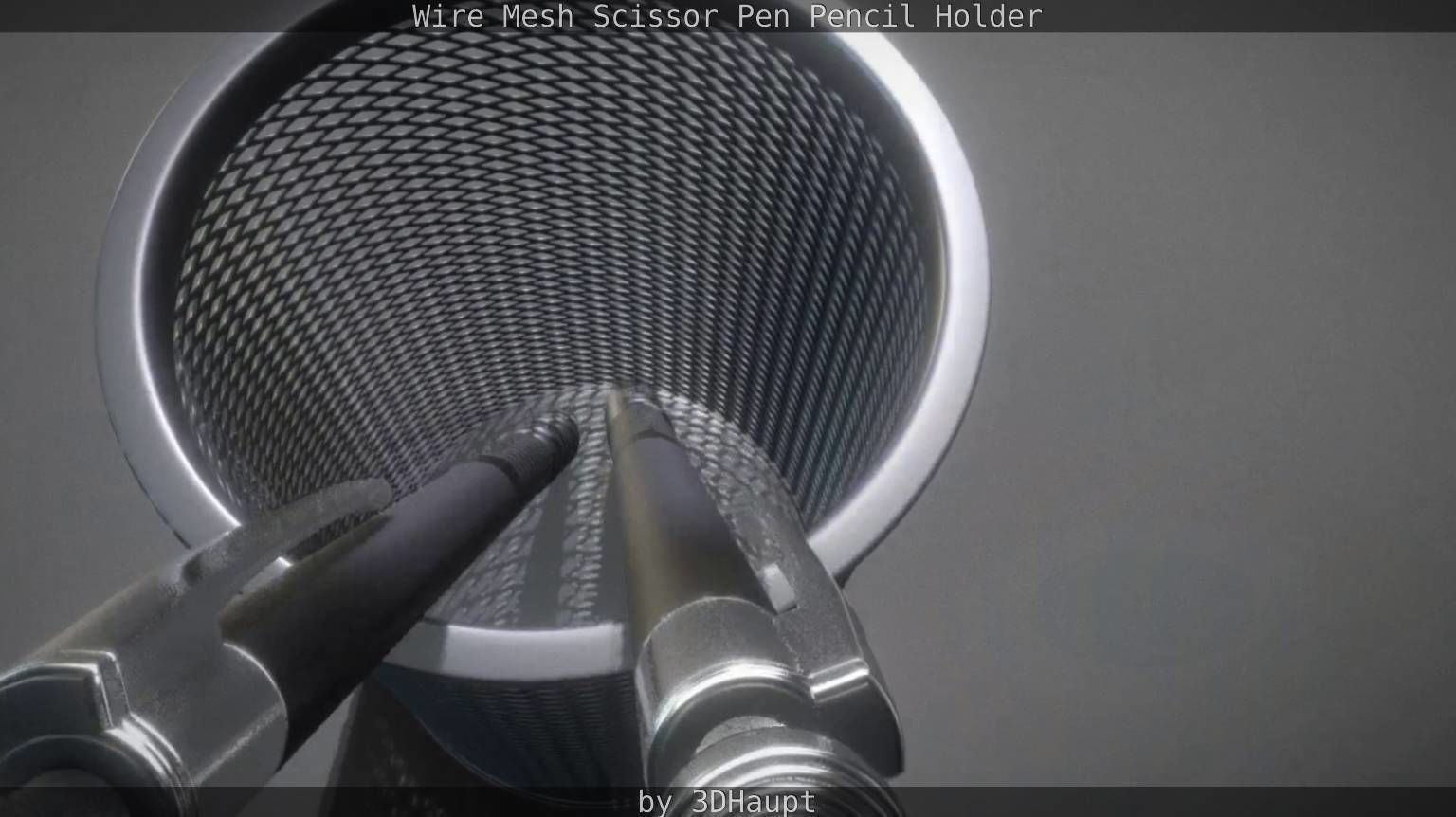 Wire Mesh Scissor Pen Pencil Holder 3D model_42