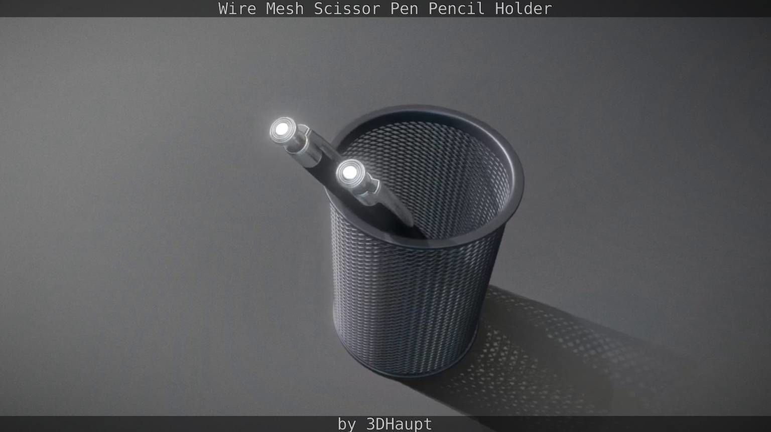 Wire Mesh Scissor Pen Pencil Holder 3D model_94