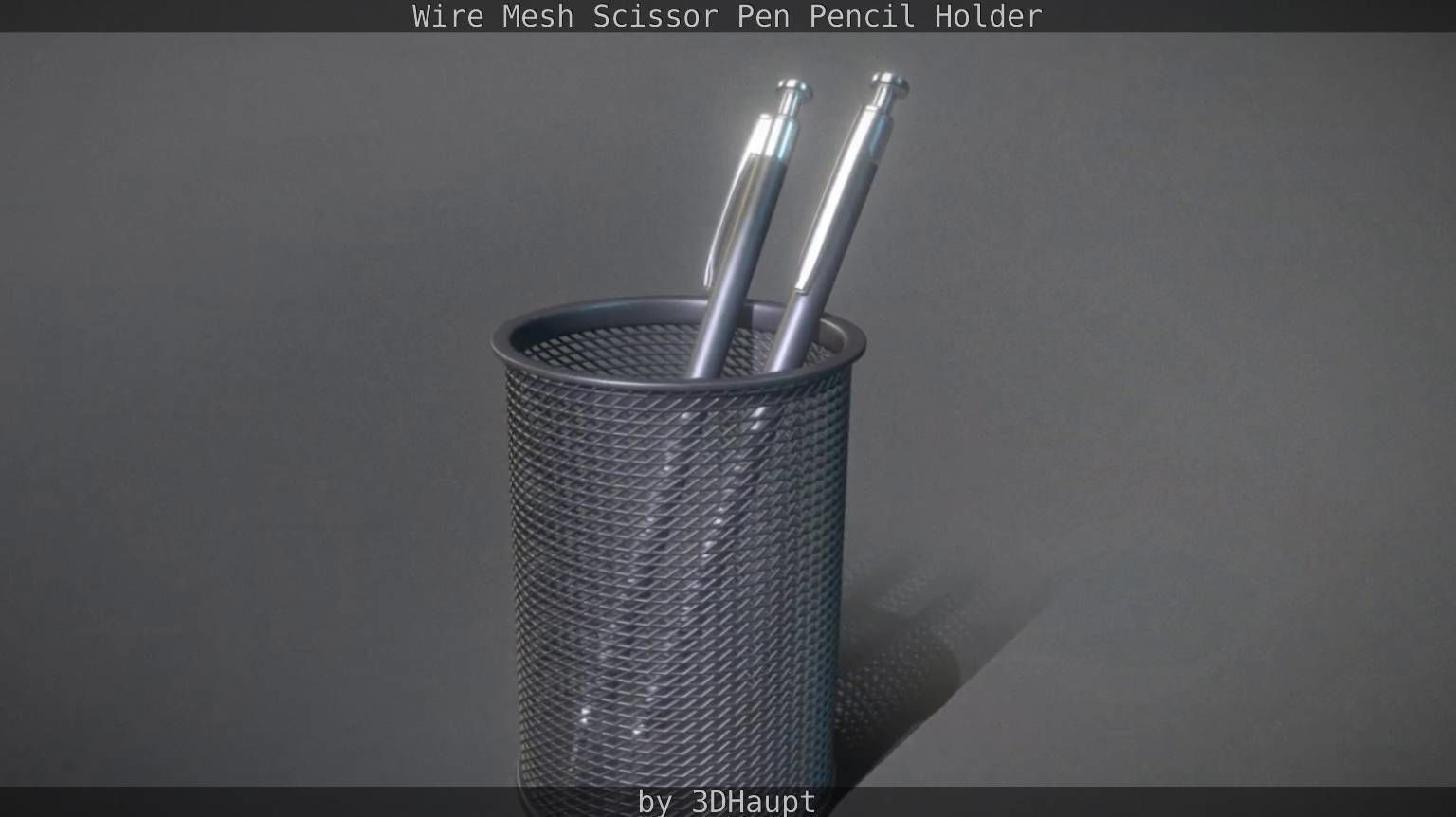 Wire Mesh Scissor Pen Pencil Holder 3D model_36