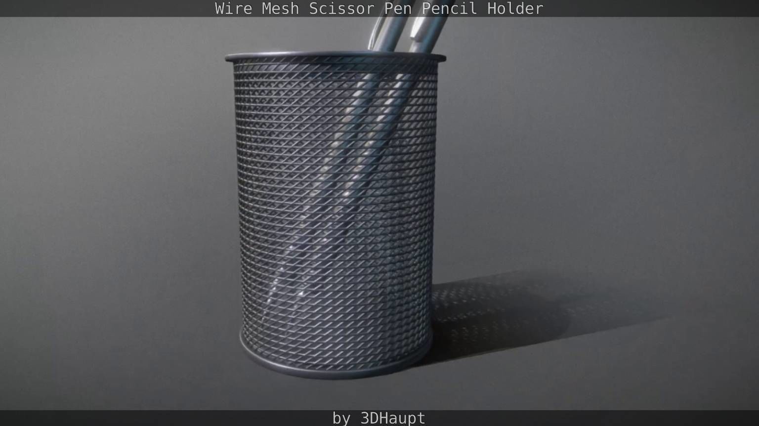 Wire Mesh Scissor Pen Pencil Holder 3D model_51