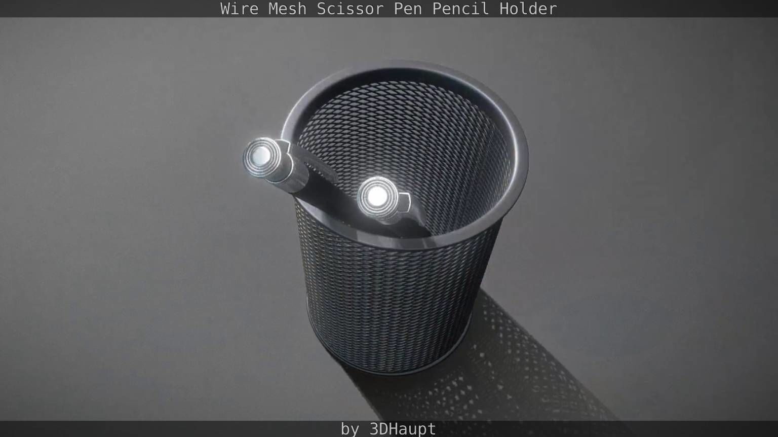 Wire Mesh Scissor Pen Pencil Holder 3D model_98