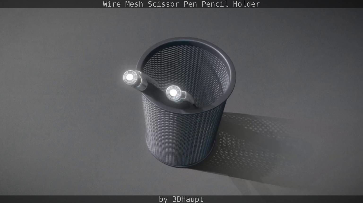 Wire Mesh Scissor Pen Pencil Holder 3D model_95