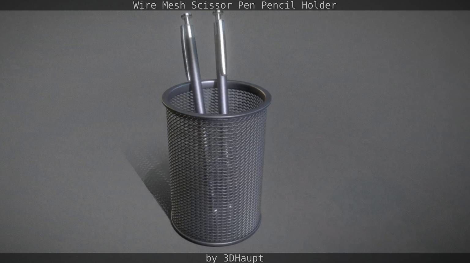 Wire Mesh Scissor Pen Pencil Holder 3D model_16
