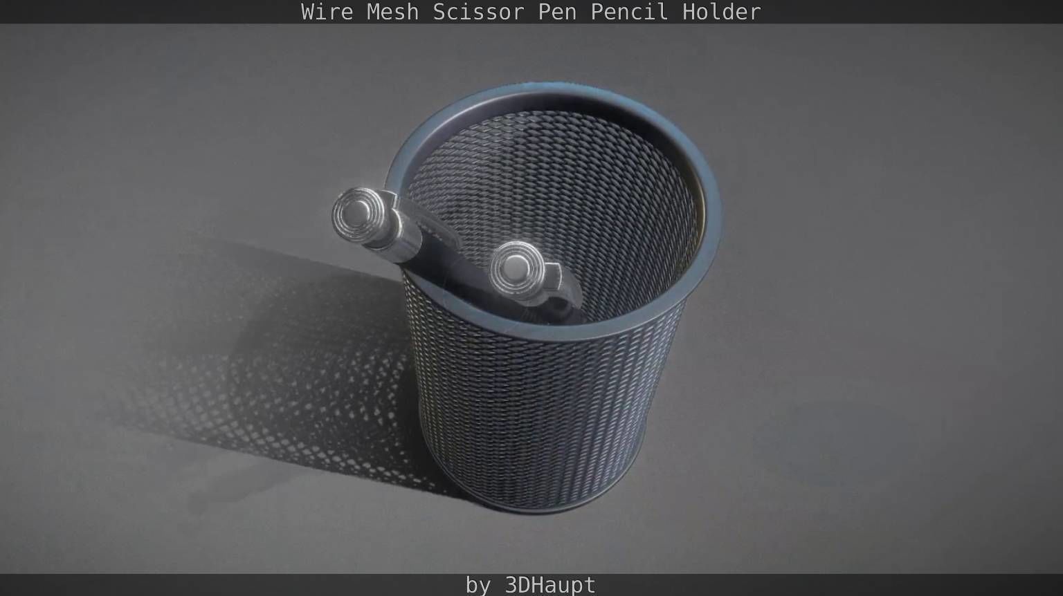 Wire Mesh Scissor Pen Pencil Holder 3D model_97