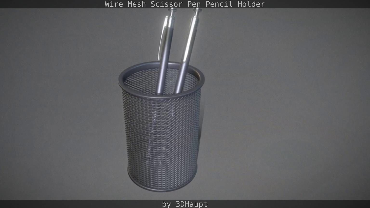 Wire Mesh Scissor Pen Pencil Holder 3D model_17