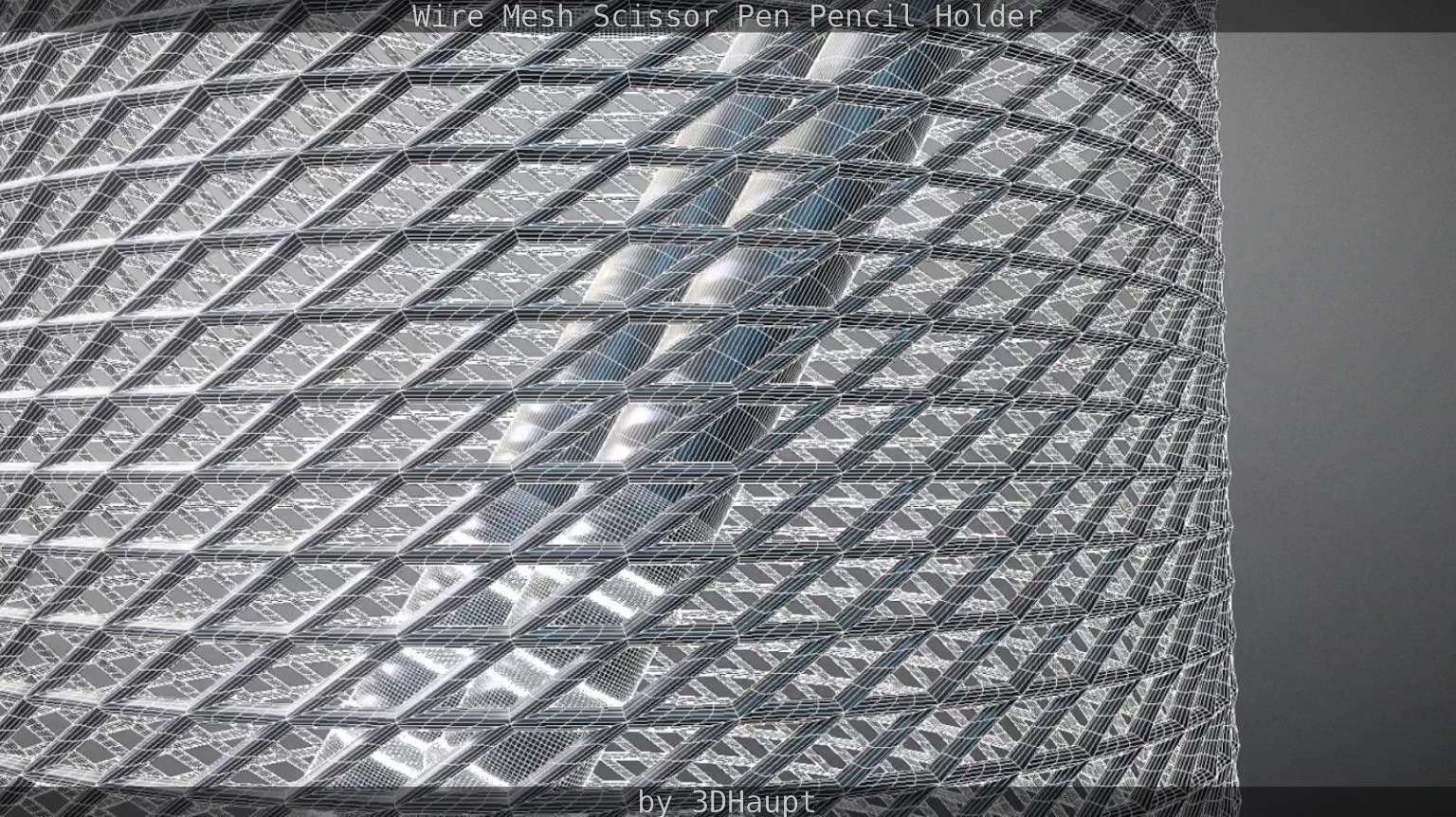 Wire Mesh Scissor Pen Pencil Holder 3D model_59