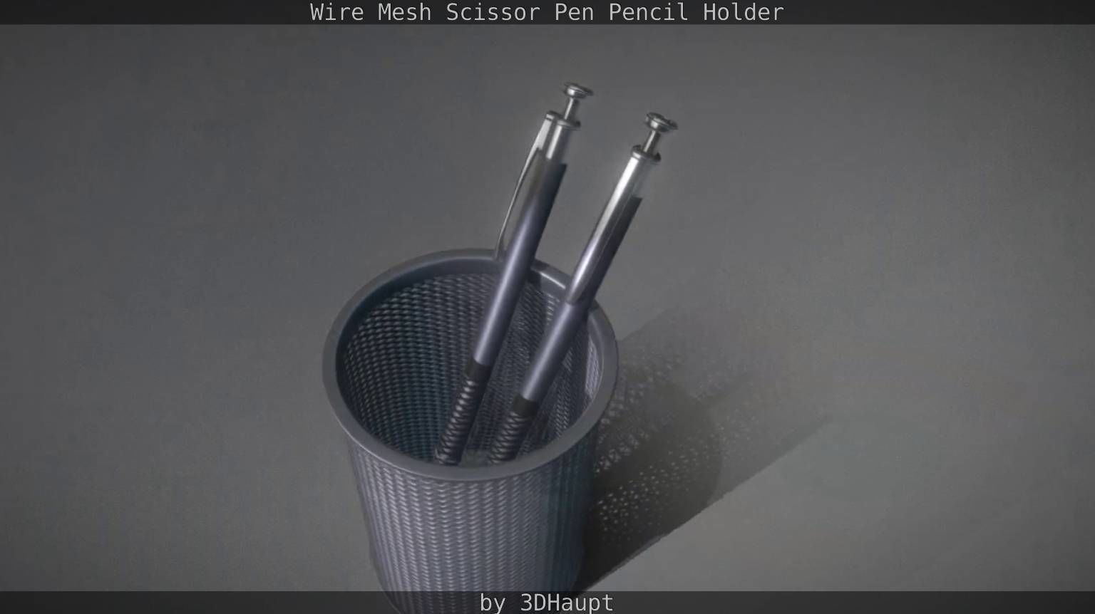 Wire Mesh Scissor Pen Pencil Holder 3D model_82