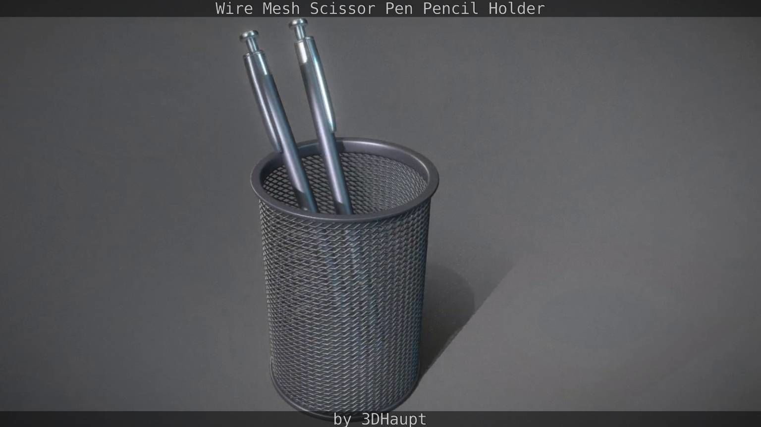 Wire Mesh Scissor Pen Pencil Holder 3D model_90