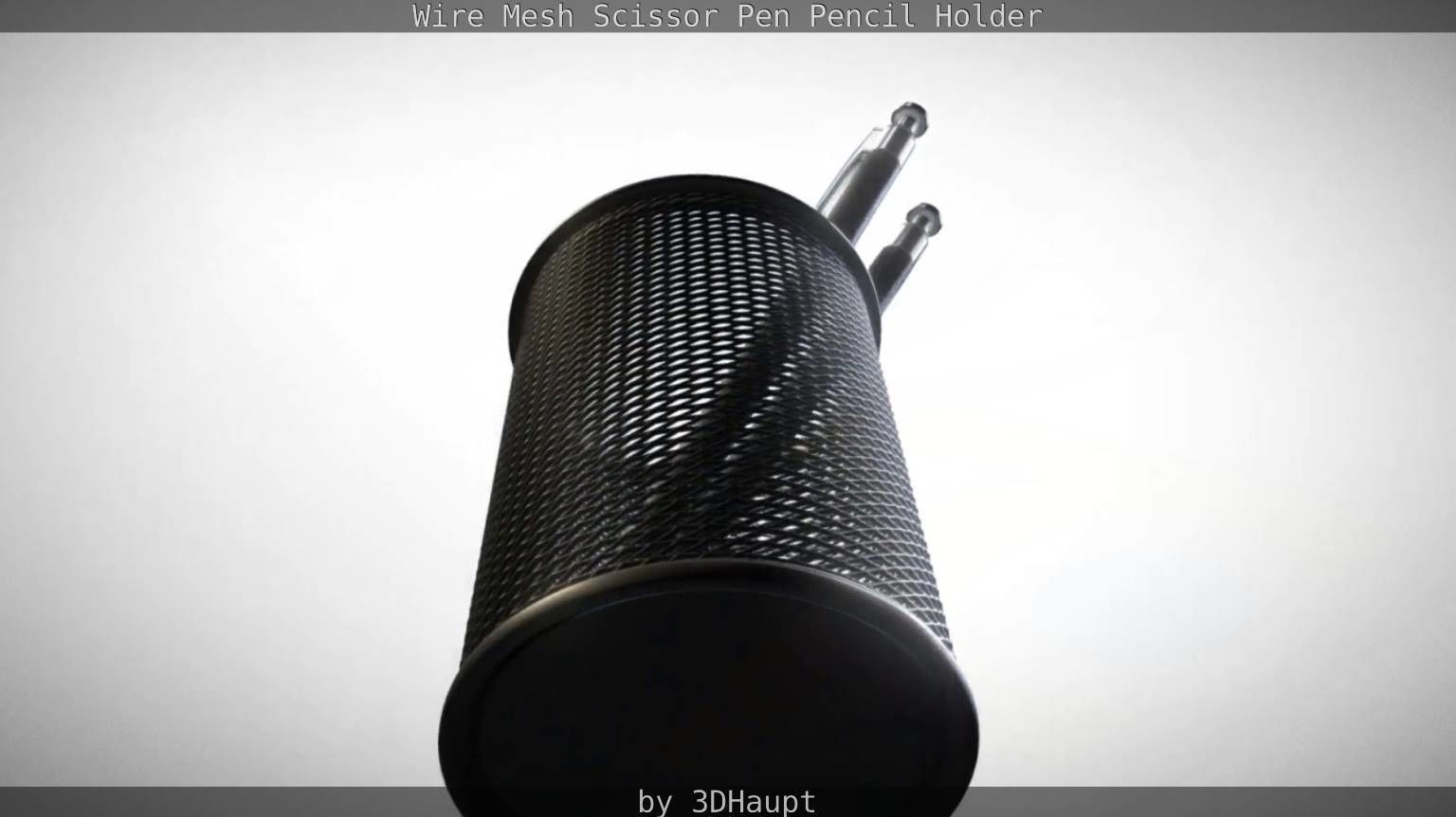 Wire Mesh Scissor Pen Pencil Holder 3D model_87