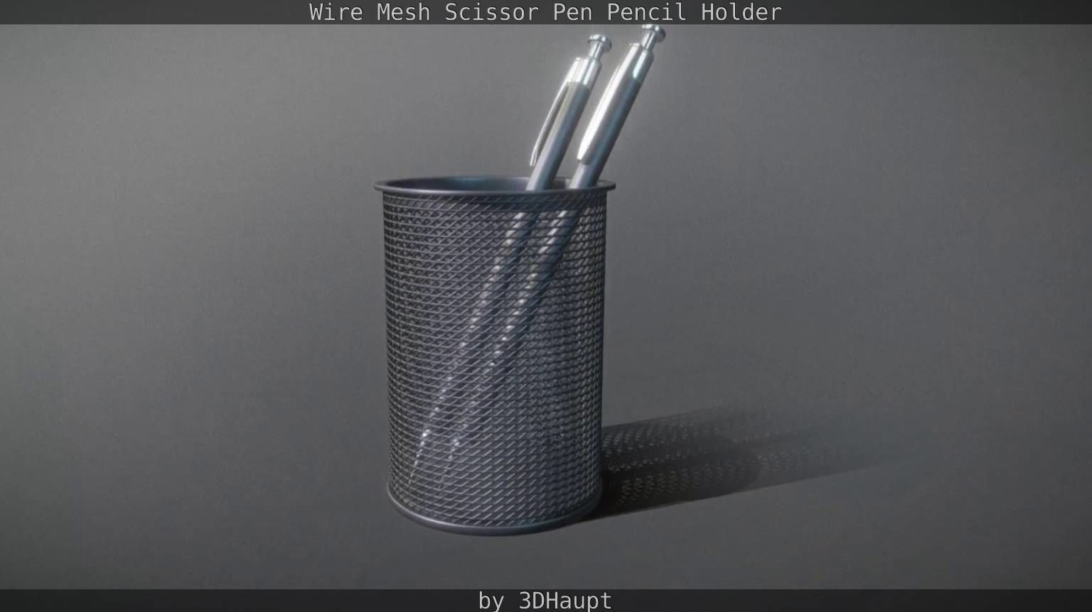 Wire Mesh Scissor Pen Pencil Holder 3D model_52