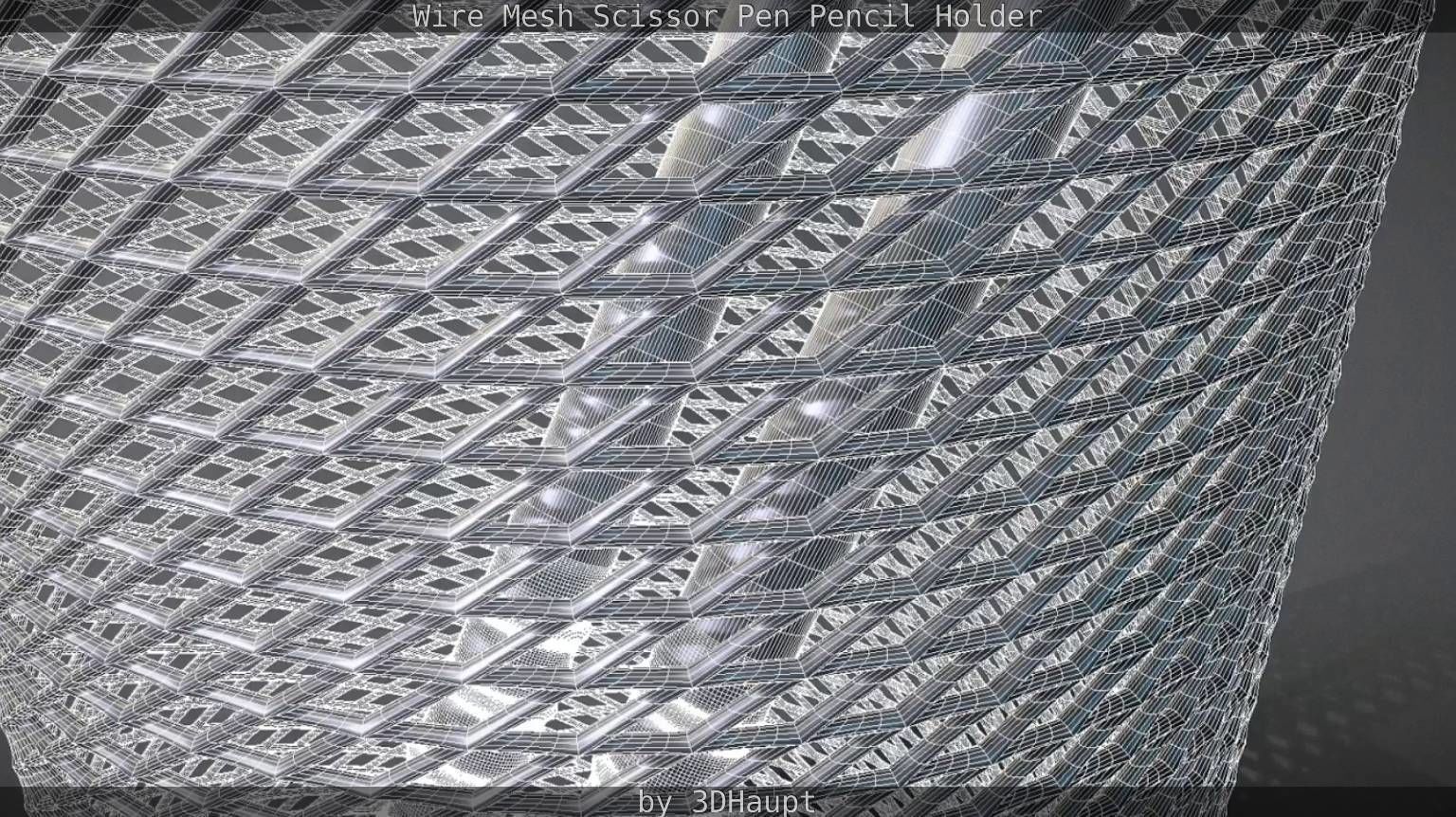 Wire Mesh Scissor Pen Pencil Holder 3D model_58