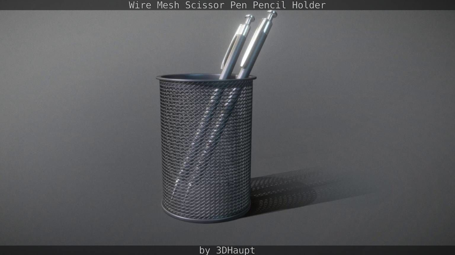 Wire Mesh Scissor Pen Pencil Holder 3D model_55