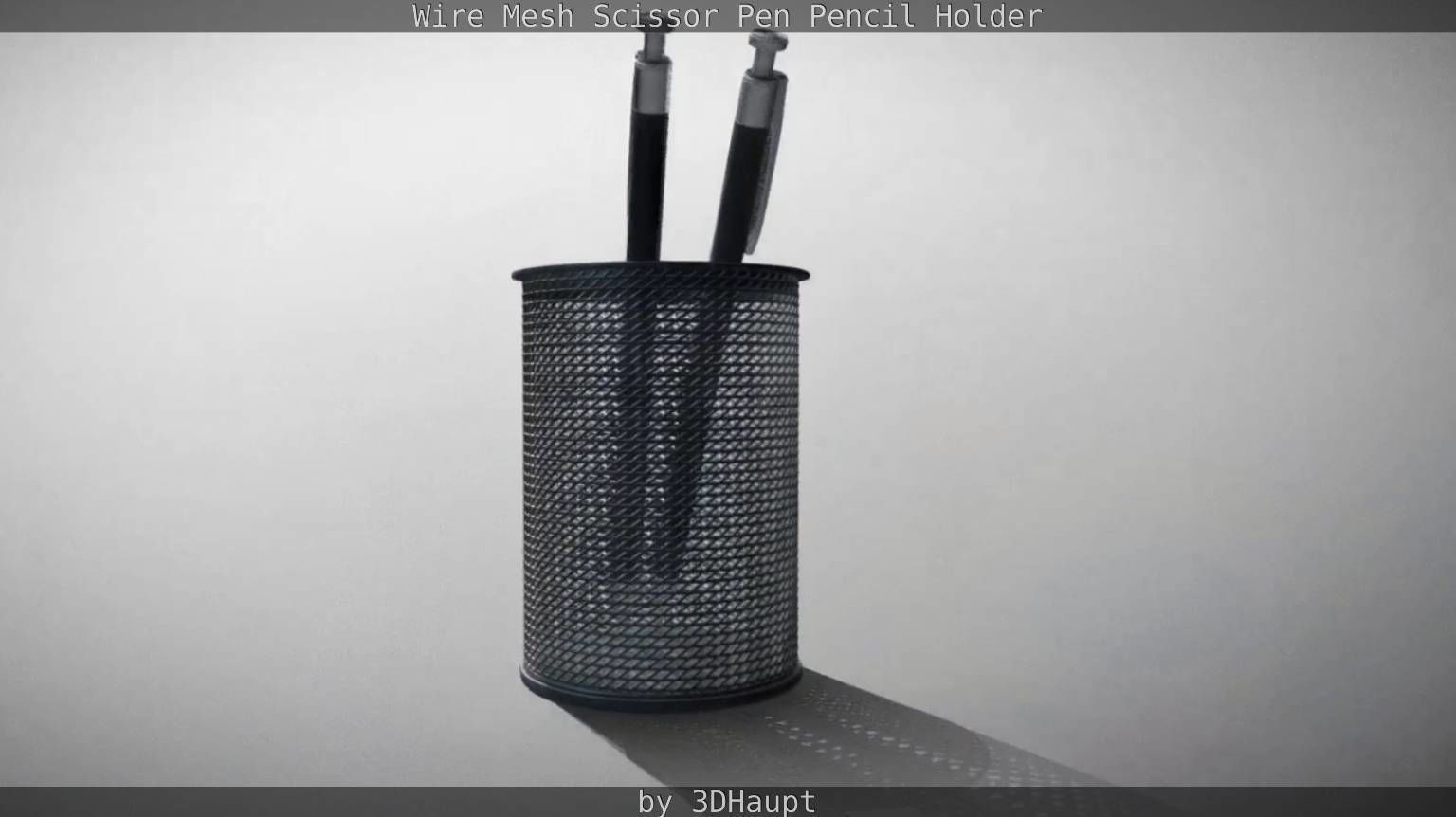 Wire Mesh Scissor Pen Pencil Holder 3D model_19