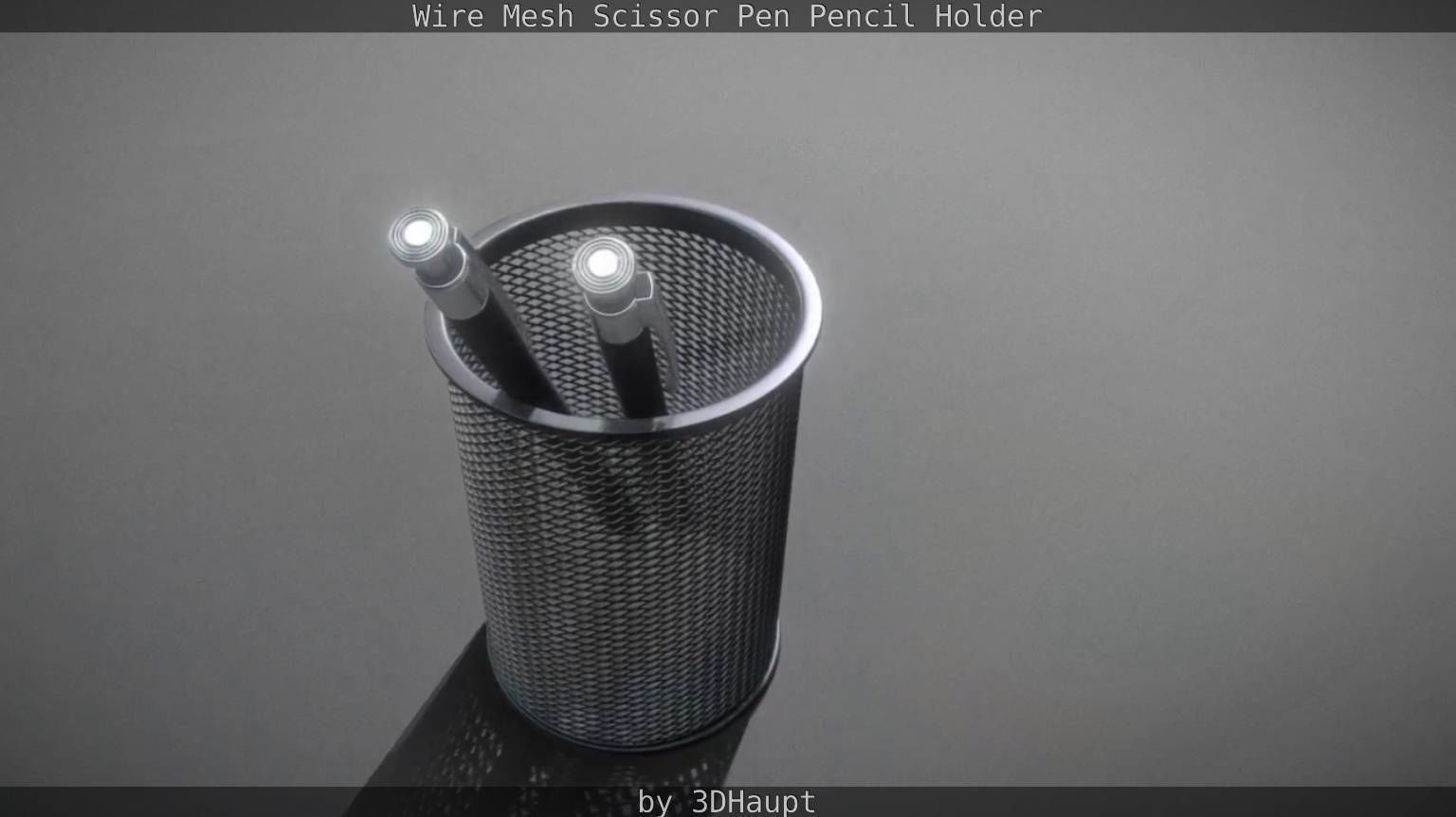 Wire Mesh Scissor Pen Pencil Holder 3D model_40