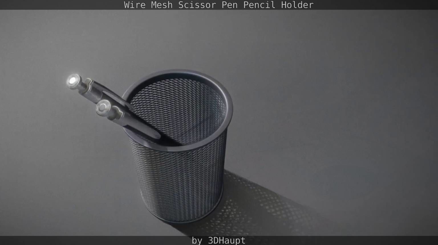 Wire Mesh Scissor Pen Pencil Holder 3D model_93