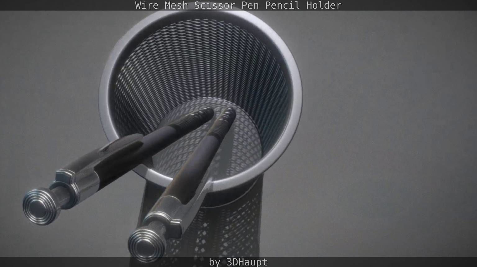 Wire Mesh Scissor Pen Pencil Holder 3D model_27