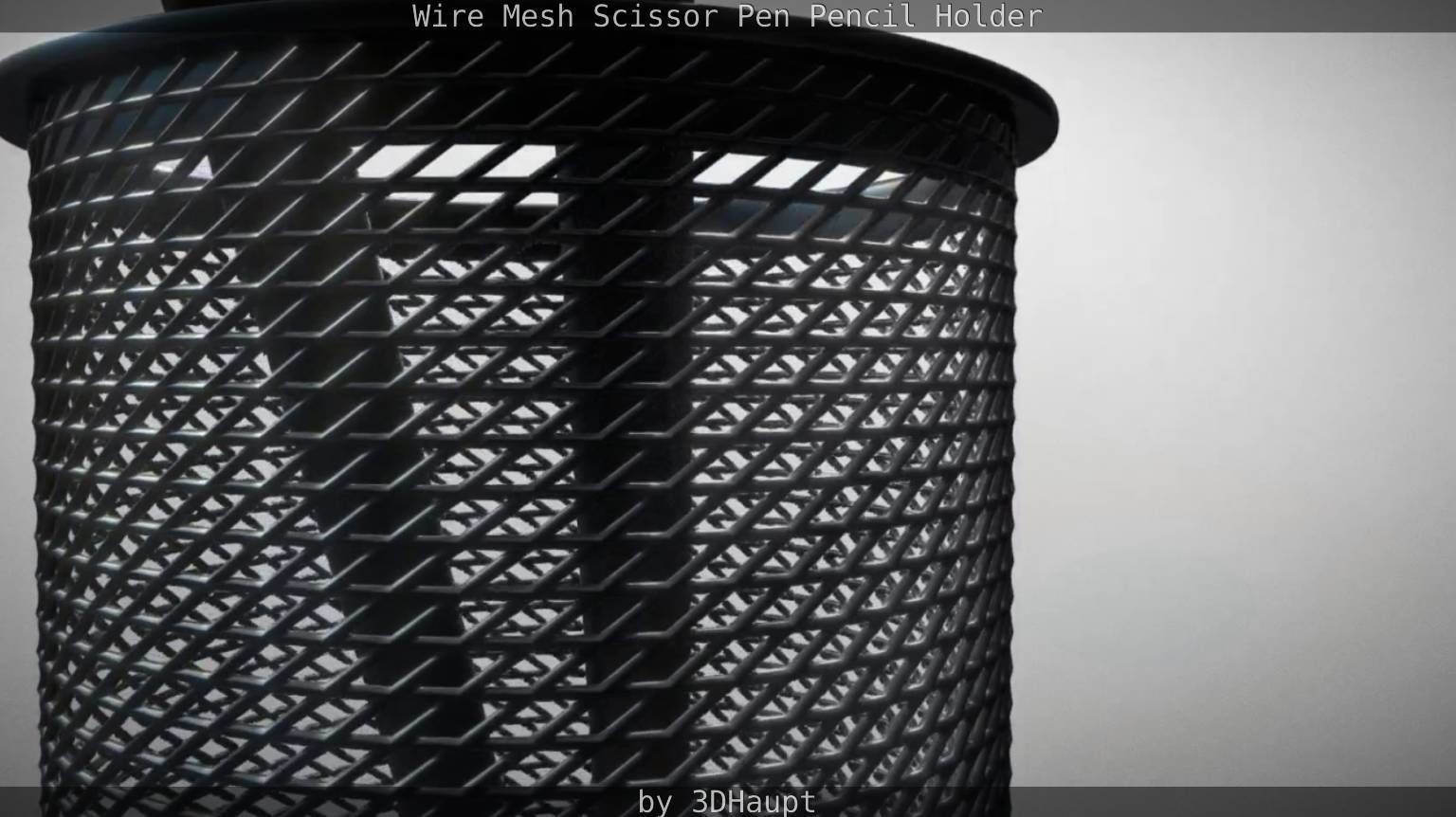 Wire Mesh Scissor Pen Pencil Holder 3D model_44