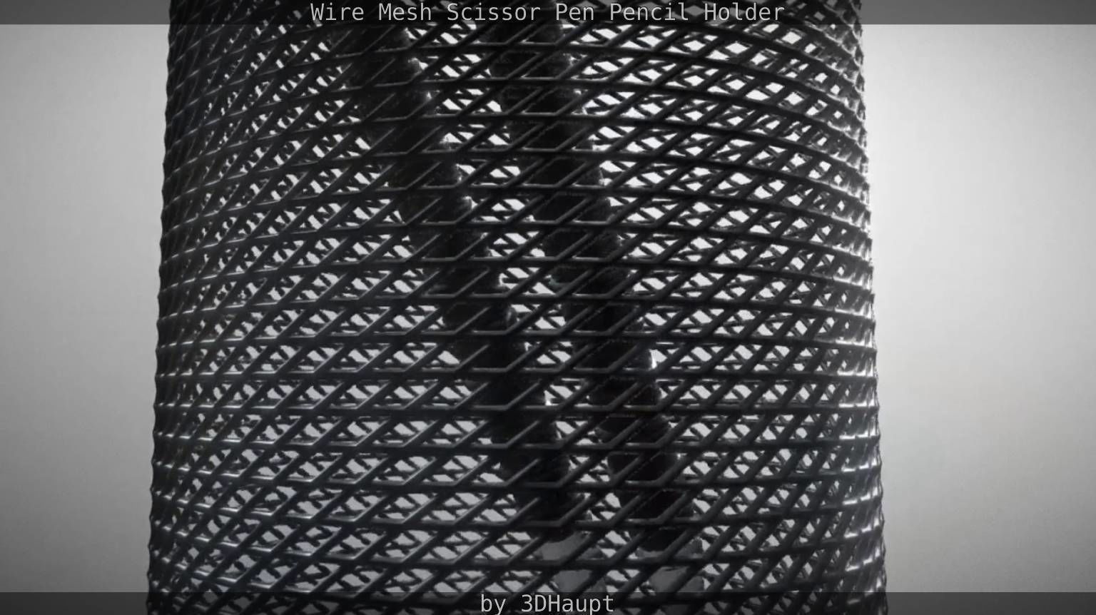 Wire Mesh Scissor Pen Pencil Holder 3D model_45