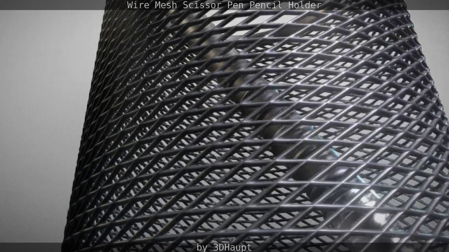 Wire Mesh Scissor Pen Pencil Holder 3D model_46