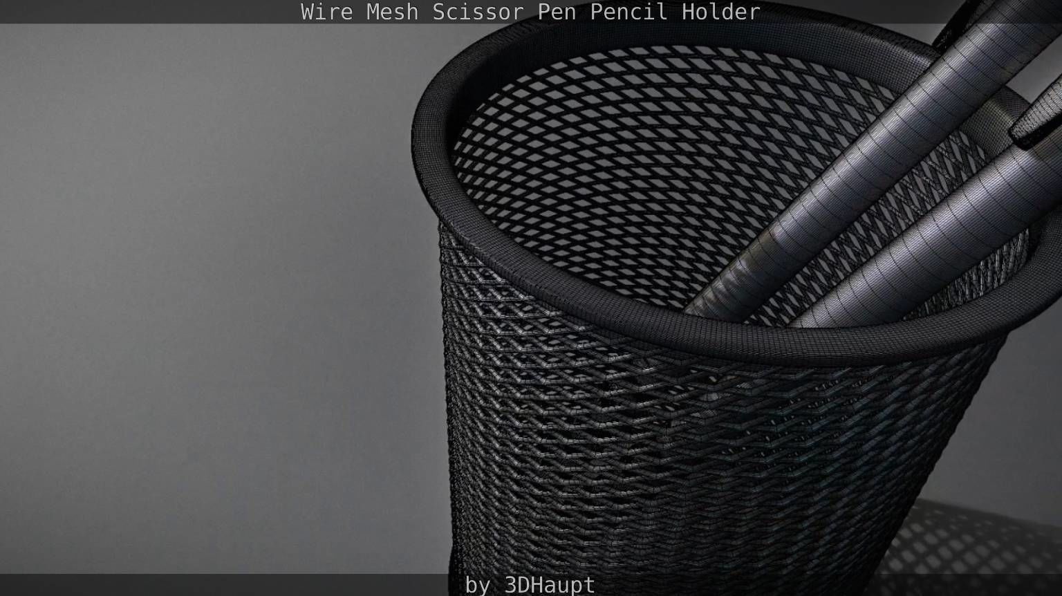 Wire Mesh Scissor Pen Pencil Holder 3D model_75