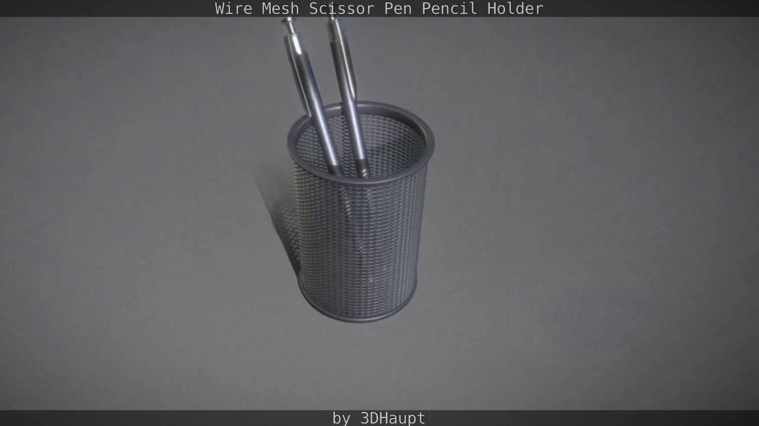 Wire Mesh Scissor Pen Pencil Holder 3D model_79